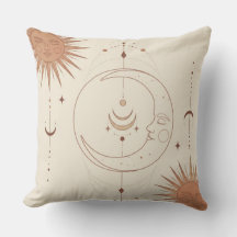 Mystieke Zon en Maan Celestiale Boho Worp Kussen
