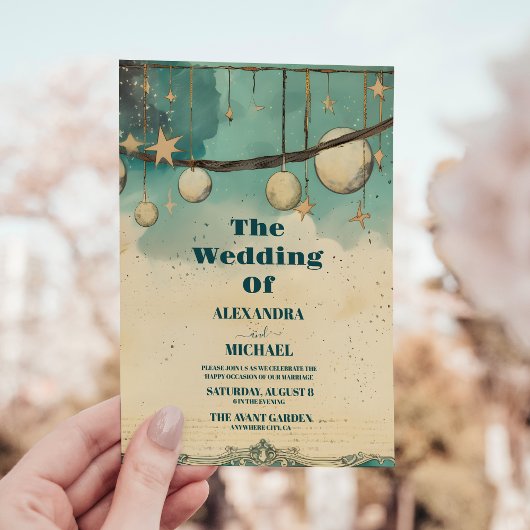 Mystieke Zon Maan Astronomie Ruimte bruiloft Kaart