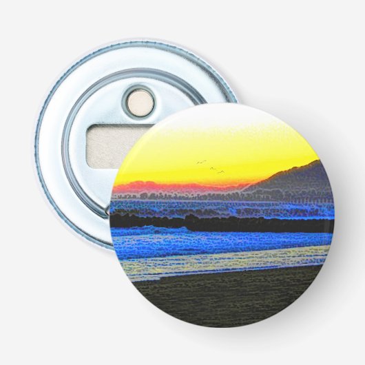 Mystieke Zonsondergang Button Flesopener (Voorkant)