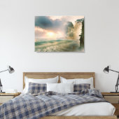 Mystieke Zonsondergang op Strand Ocean Cliff Scene Canvas Afdruk (Insitu (Slaapkamer))