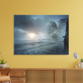 Mystieke Zonsondergang op Strand Ocean Cliff Scene Canvas Afdruk (Insitu (Woonkamer))