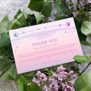 Mystieke Zonsondergang Roze Ster Maan Sterren Foto Bedankkaart