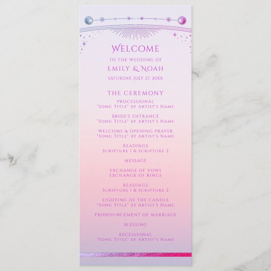 Mystieke Zonsondergang Roze Zon Maan Astronomie Ru Programmakaart (Voorkant)