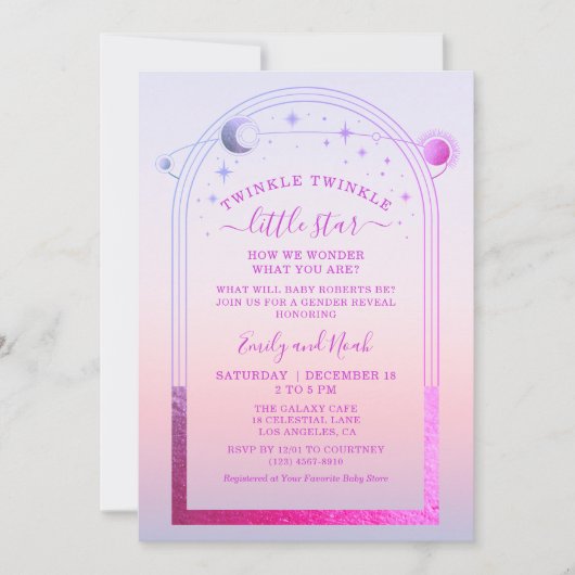 Mystieke zonsondergang Roze Zon Maan Sterren Baby  Kaart (Voorkant)