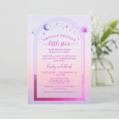 Mystieke zonsondergang Roze Zon Maan Sterren Baby  Kaart (Staand voorkant)