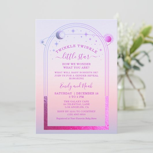 Mystieke zonsondergang Roze Zon Maan Sterren Baby  Kaart (Staand voorkant)