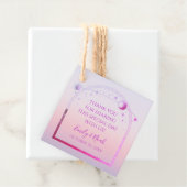 Mystieke Zonsondergang Roze Zon Maan Sterren Bruil Bedankjes Labels (In situ)