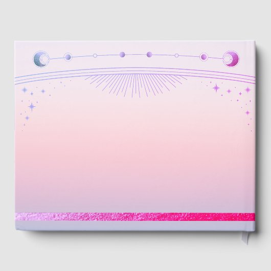 Mystieke Zonsondergang Roze Zon Maan Sterren Bruil Gastenboek (Achterkant)