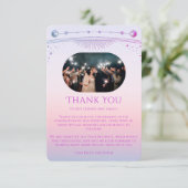 Mystieke Zonsondergang Roze Zon Maan Sterren Foto  Bedankkaart (Staand voorkant)