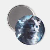 Mystieke zwart-wit kitten | Waterverf Cat Magneet (Voorkant / Achterkant)