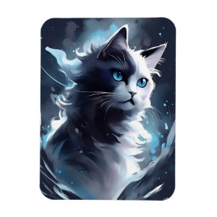 Mystieke zwart-wit kitten Waterverf Cat Magneet