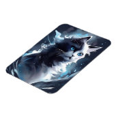 Mystieke zwart-wit kitten | Waterverf Cat Magneet (Linkerzijde)