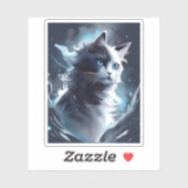 Mystieke zwart-wit kitten | Waterverf Cat Sticker (Vel)