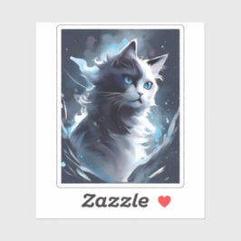 Mystieke zwart-wit kitten | Waterverf Cat Sticker