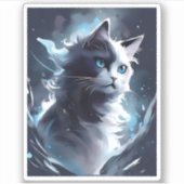 Mystieke zwart-wit kitten | Waterverf Cat Sticker (Voorkant)
