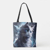 Mystieke zwart-wit kitten | Waterverf Cat Tote Bag (Achterkant)