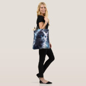 Mystieke zwart-wit kitten | Waterverf Cat Tote Bag (Op model)