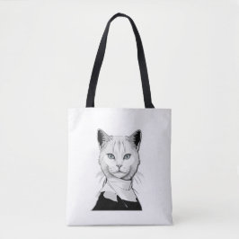 Mystieke zwart-witte kat van Salem Tote Bag
