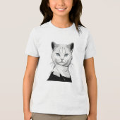 Mystieke zwart-witte kat van Salem Tri-Blend Shirt (Voorkant)
