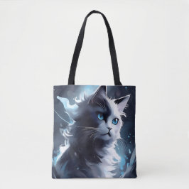 Mystieke Zwart-Witte Kitten | Waterverf Kat Tote Bag