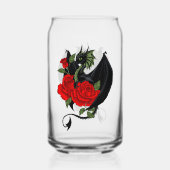 Mystieke Zwarte Draak Rode Rozen Lavendel Gotisch Blikvorm Glas (Voorkant)