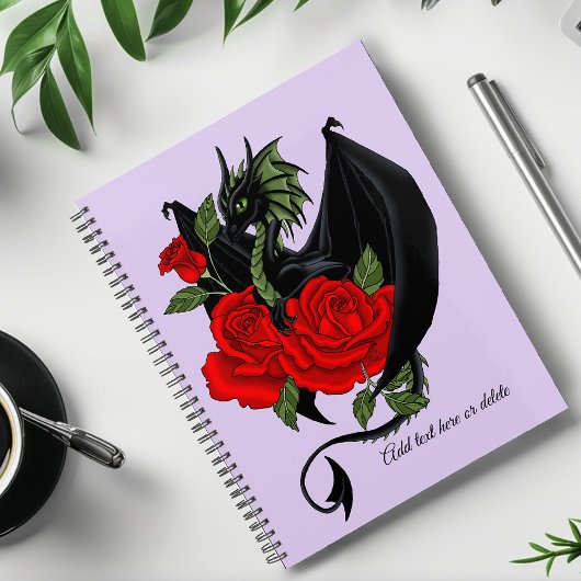 Mystieke Zwarte Draak Rode Rozen Lavendel Gotisch Planner