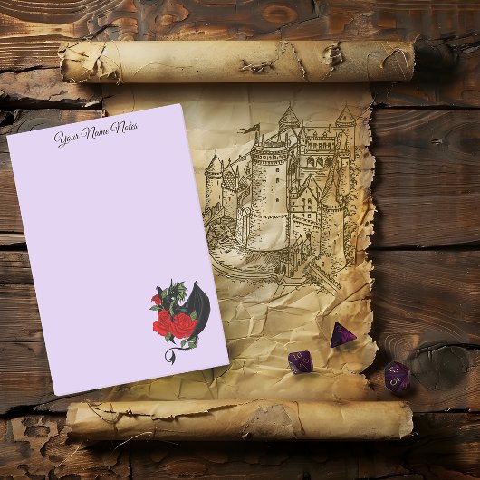 Mystieke Zwarte Draak Rode Rozen Lavendel Gotisch Post-it® Notes