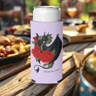 Mystieke Zwarte Draak Rode Rozen Lavendel Gotisch Seltzer Blikjeskoeler