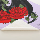 Mystieke Zwarte Draak Rode Rozen Lavendel Gotisch Sherpa Deken (3/4)