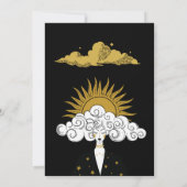 Mystieke Zwarte Gouden Hemelse Zon Trouwdag Save The Date (Achterkant)