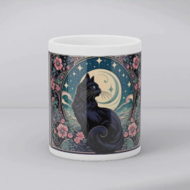 Mystieke Zwarte Kat Art Nouveau Mok
