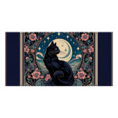 Mystieke zwarte kat Art Nouveau Perfect Poster (Voorkant)