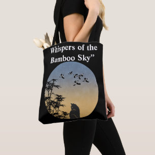 Mystieke Zwarte Kat & Bamboe Schemering-Japanse ku Tote Bag