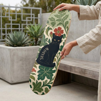 Mystieke Zwarte Kat Botanicals Groen Loof Herfst Persoonlijk Skateboard