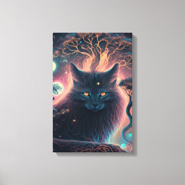 Mystieke Zwarte Kat Canvas Print | Hekserij Cadeau