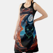 Mystieke Zwarte Kat Celestial Mandala Schort (Insitu)