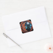 Mystieke Zwarte Kat Celestial Mandala Vierkante Sticker (Envelop)