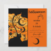 Mystieke Zwarte Kat en Hemelse Symbolen Halloween Kaart (Voorkant)