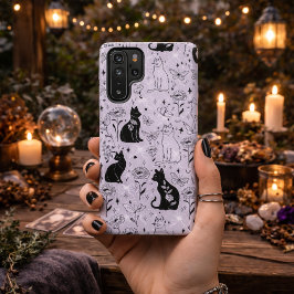 Mystieke Zwarte Kat en Vlinder Patroon | Hekserij Samsung Galaxy Hoesje