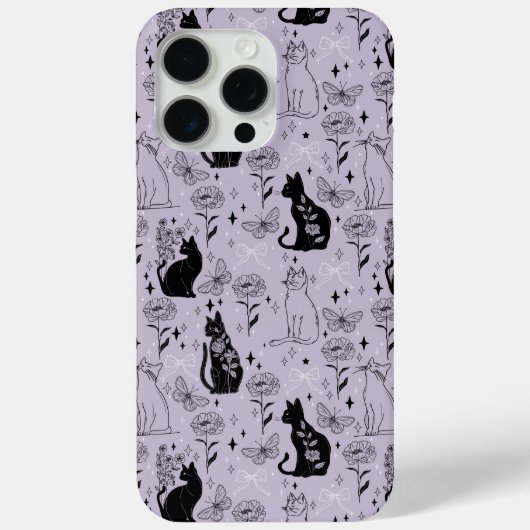 Mystieke zwarte kat en vlinderpatroon | hekserig Case-Mate iPhone case (Achterkant)
