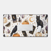 Mystieke Zwarte Kat Halloween Hemelse Tarot Bureaumat (Keyboard & Muis)