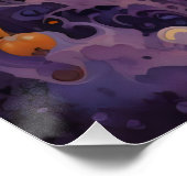 Mystieke Zwarte Kat Halloween Pompoenen Maanlicht Perfect Poster (Hoek)