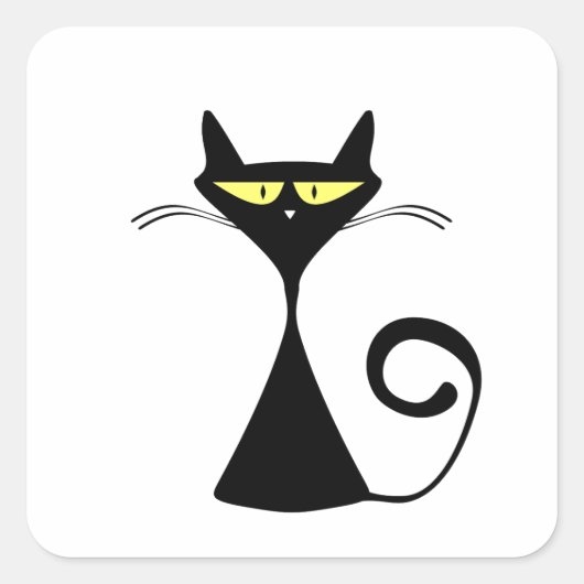 Mystieke Zwarte Kat Halloween Sticker (Voorkant)