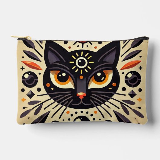 Mystieke Zwarte Kat Hemelse Gloed Accessoire 🐱 Etui (Voorkant)