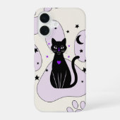Mystieke Zwarte Kat iPhone Case – Witchy Gift iPhone 16 Hoesje (Achterkant)