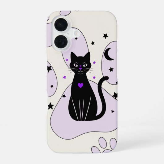 Mystieke Zwarte Kat iPhone Case – Witchy Gift iPhone 16 Hoesje (Achterkant)