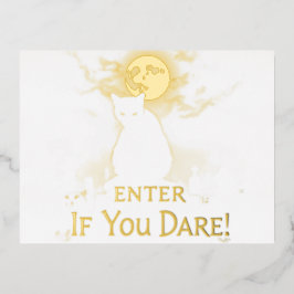 Mystieke Zwarte Kat Kerkhofkaart  Folie Feestdagen Briefkaart