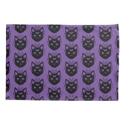 Mystieke zwarte kat kussensloop (Achterkant)