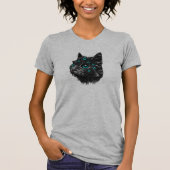 Mystieke zwarte kat met betoverende blauwe ogen t-shirt (Voorkant)