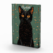 Mystieke zwarte kat met Oranje ogen en glitter Fotoblokken (Rechts)